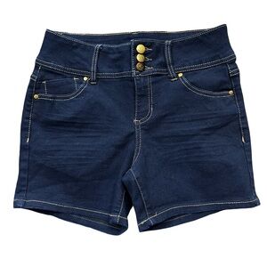 D. Jeans Blue Denim Jean Shorts Size 6 Dark Wash Stretchy Double Button Summer